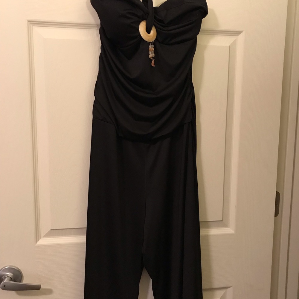 Black sleeveless palazzo pant